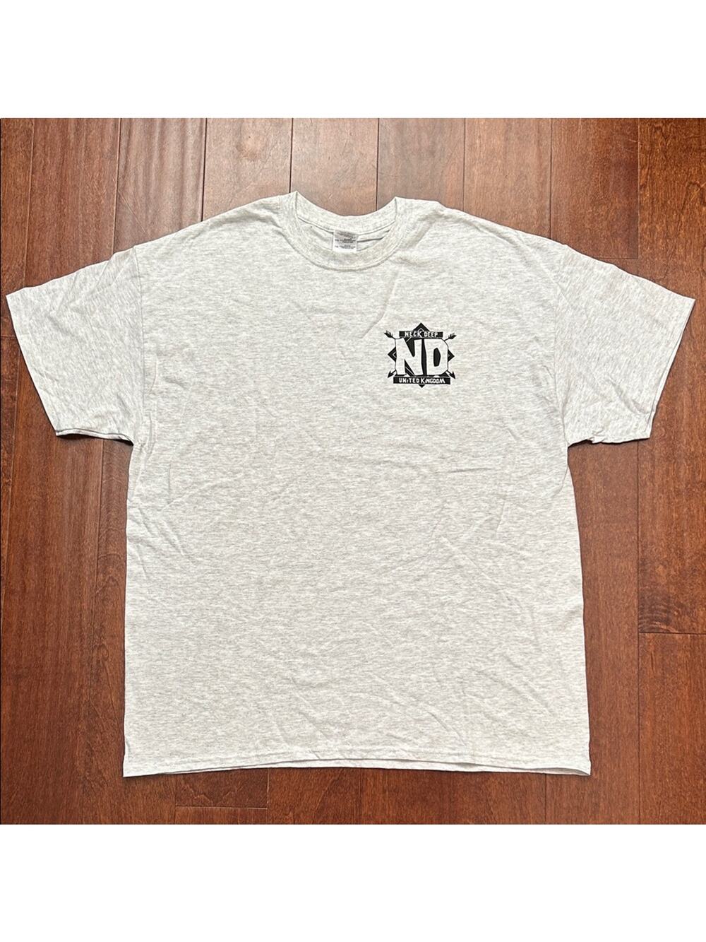 Neck Deep Light Gray Graphic Band Merch Tee Shirt, Size XL, NWOT